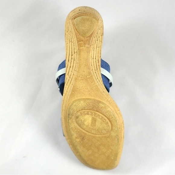 Italian Shoemakers Vivian Slip On Wedge Platform Denim Blue Sandals Straps Sz 10 - Picture 11 of 15